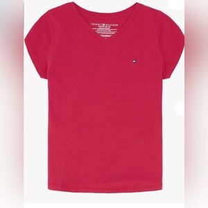 Tommy Hilfiger - Girls' Short Sleeve Solid V-Neck Tee Shirt